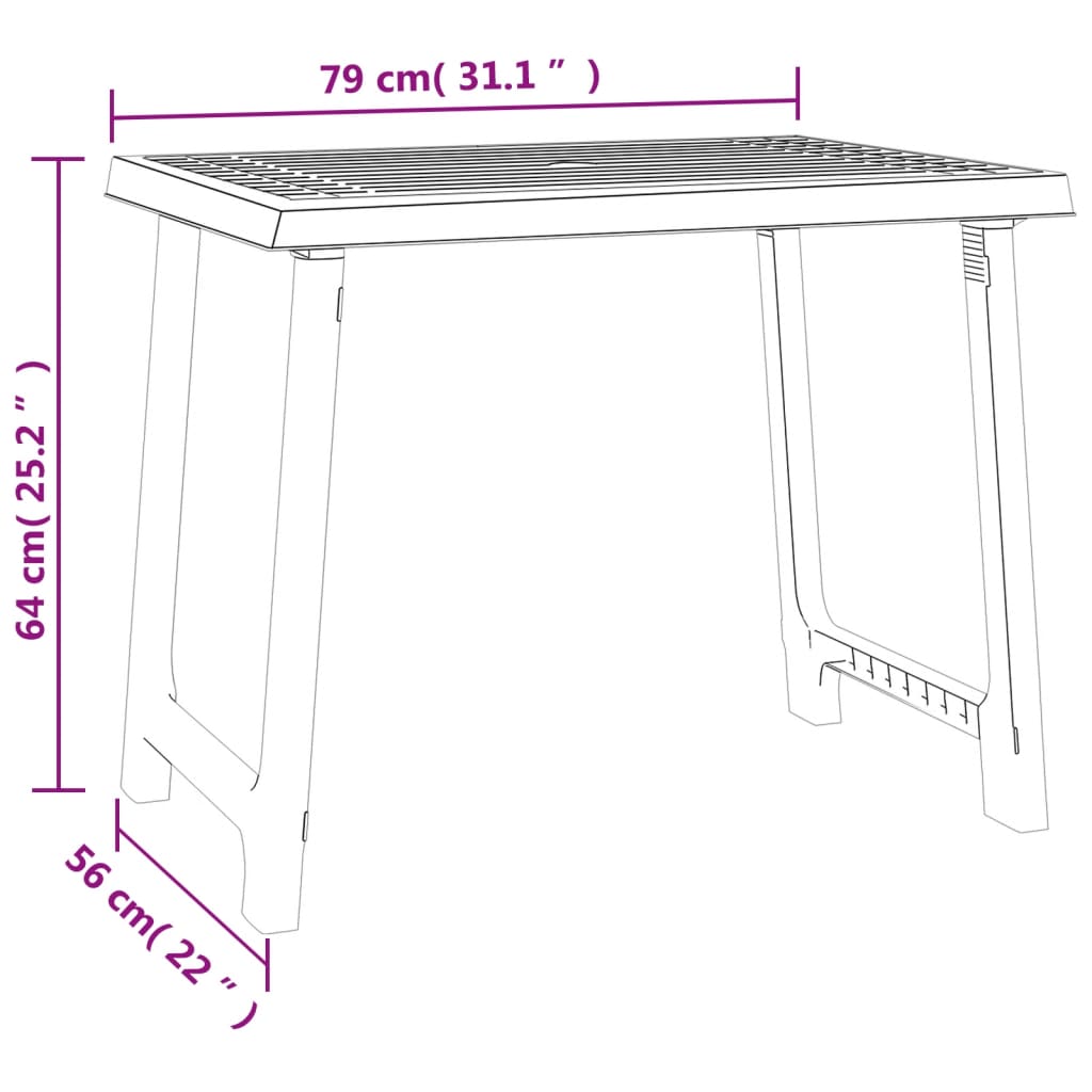 vidaXL Camping Table Green 79x56x64 cm PP Wooden Look 6