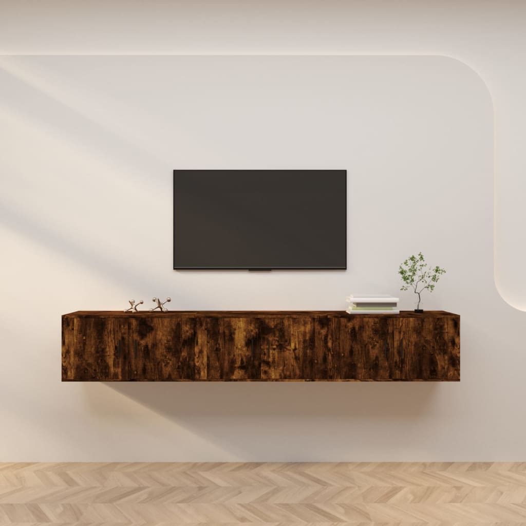 Wall-mounted TV Cabinet Set 80x34.5x40 cm 3 pcs Smoked oak