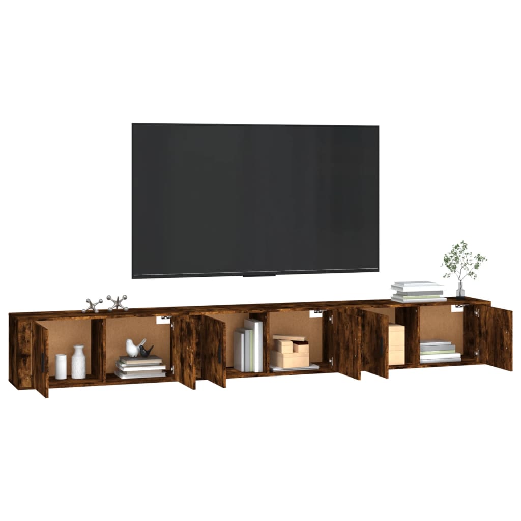 Wall-mounted TV Cabinet Set 100x34.5x40 cm 3 pcs Smoked oak