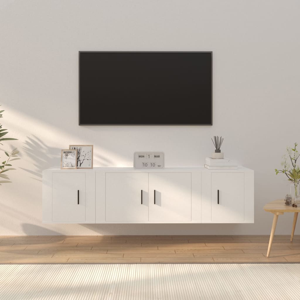 3 Piece TV Cabinet Set Engineered Wood White