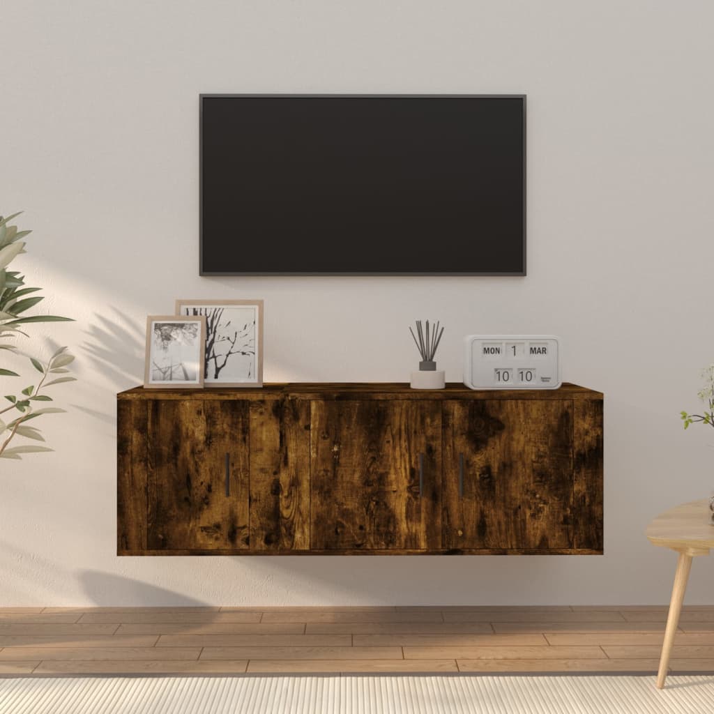 2 Piece TV Cabinet Set Engineered Wood in Smoked Oak
