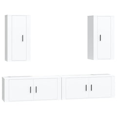 vidaXL 4 Piece TV Cabinet Set White Engineered Wood 2