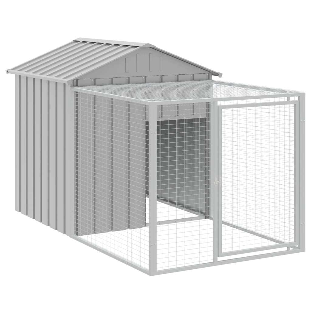 Chicken Cage with Run Galvanised Steel Light grey 117 x 201 x 123 cm