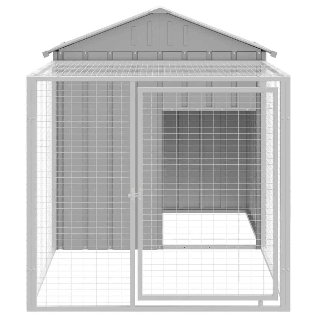 Chicken Cage with Run Galvanised Steel Light grey 117 x 201 x 123 cm