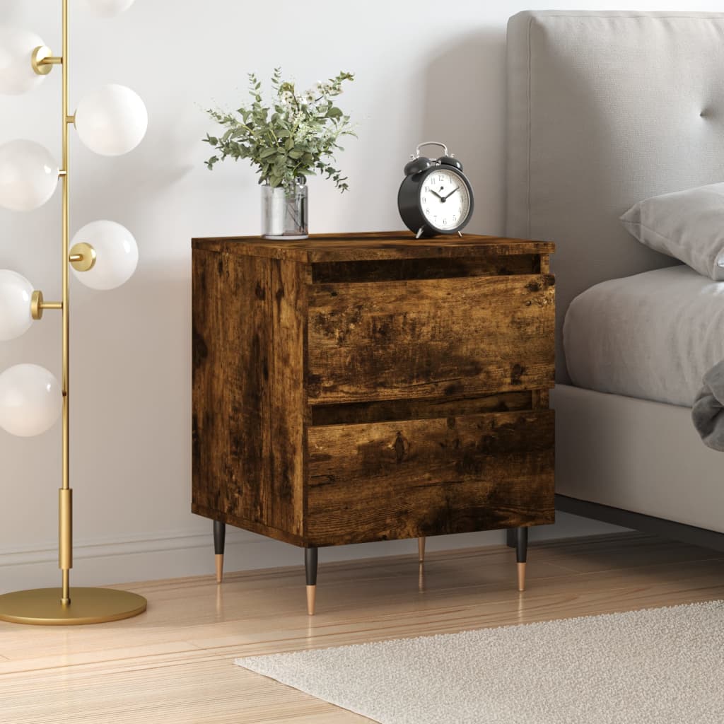 vidaXL Bedside Cabinet Smoked Oak 40x35x50 cm Engineered Wood 1