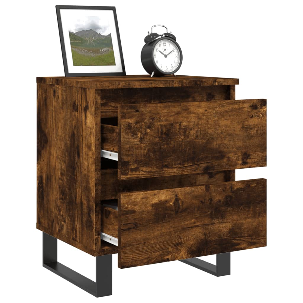 vidaXL Bedside Cabinet Smoked Oak 40x35x50 cm Engineered Wood 4