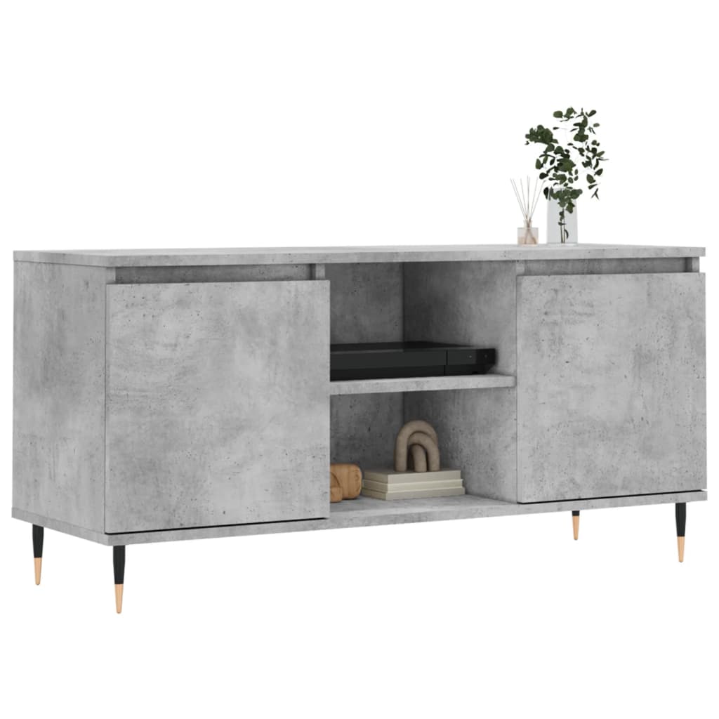vidaXL TV Cabinet Concrete Grey 104x35x50 cm Engineered Wood 3