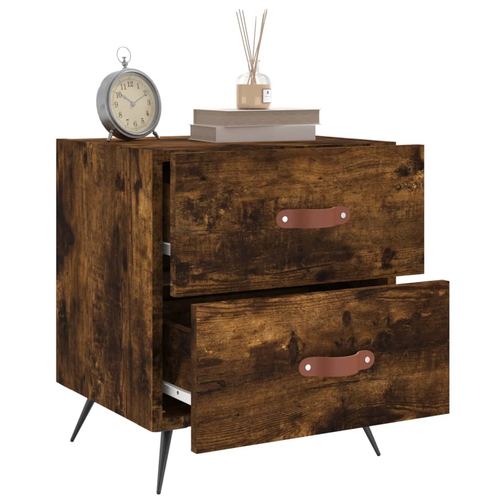 vidaXL Bedside Cabinets 2 pcs Smoked Oak 40x35x47.5 cm Engineered Wood 3