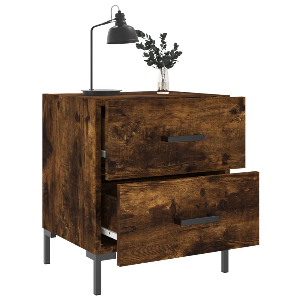 vidaXL Bedside Cabinets 2 pcs Smoked Oak 40x35x47.5 cm Engineered Wood 4