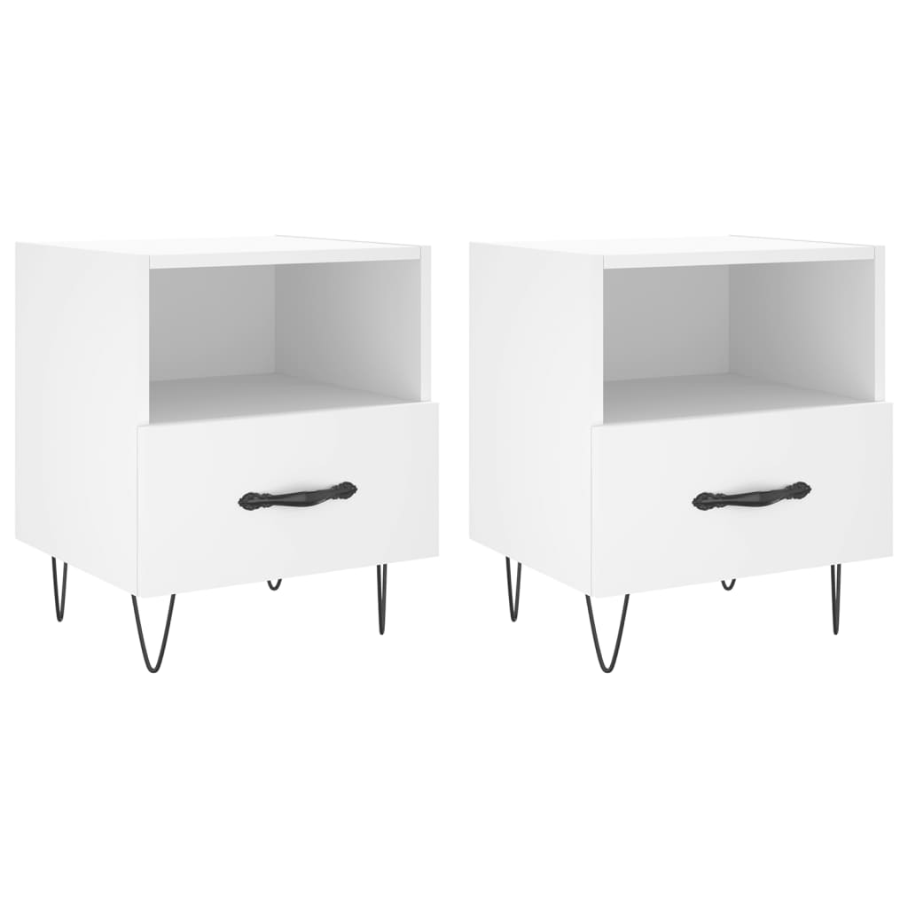 vidaXL Bedside Cabinets 2 pcs White 40x35x47.5 cm Engineered Wood 2