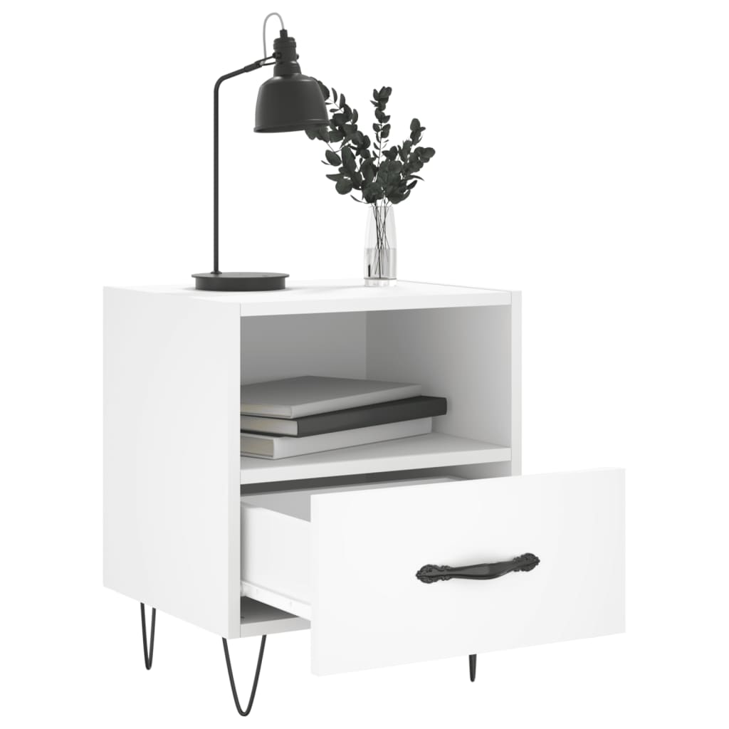 vidaXL Bedside Cabinets 2 pcs White 40x35x47.5 cm Engineered Wood 3