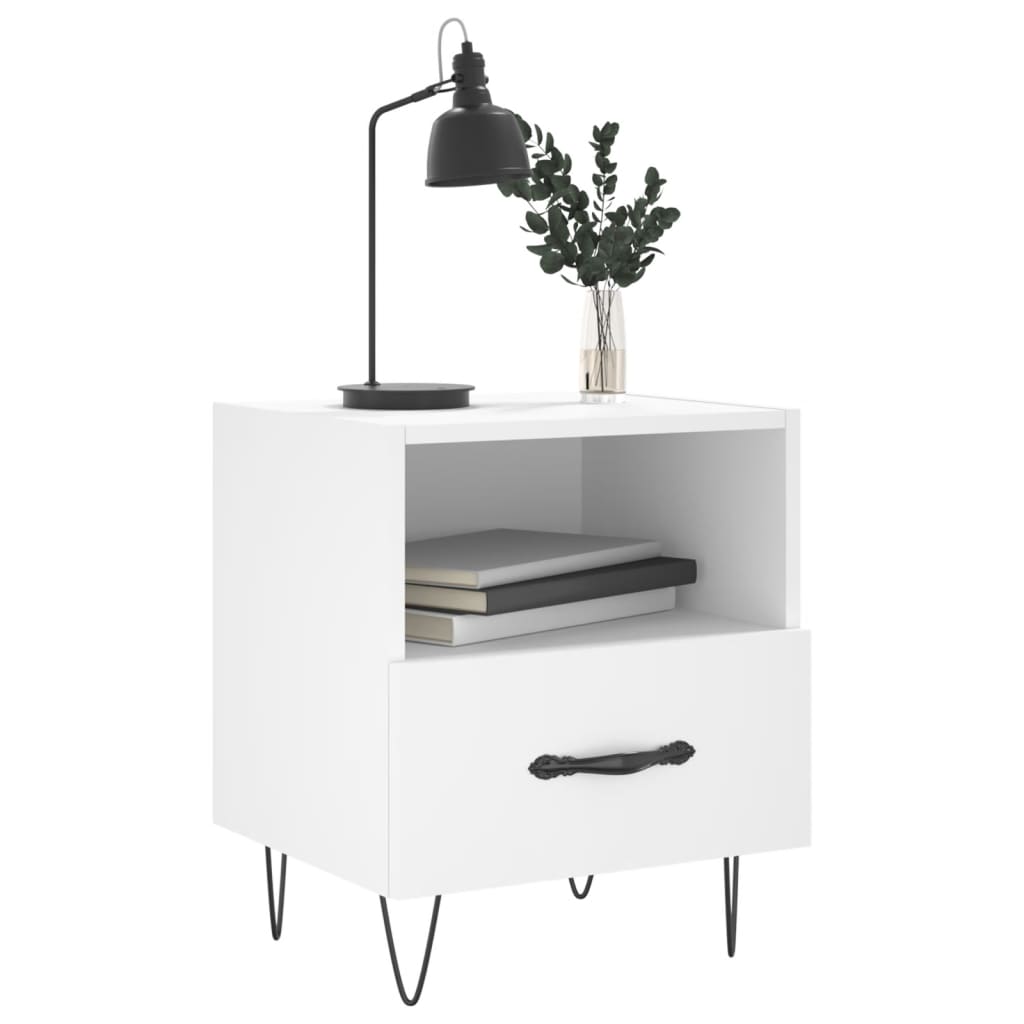 vidaXL Bedside Cabinets 2 pcs White 40x35x47.5 cm Engineered Wood 4