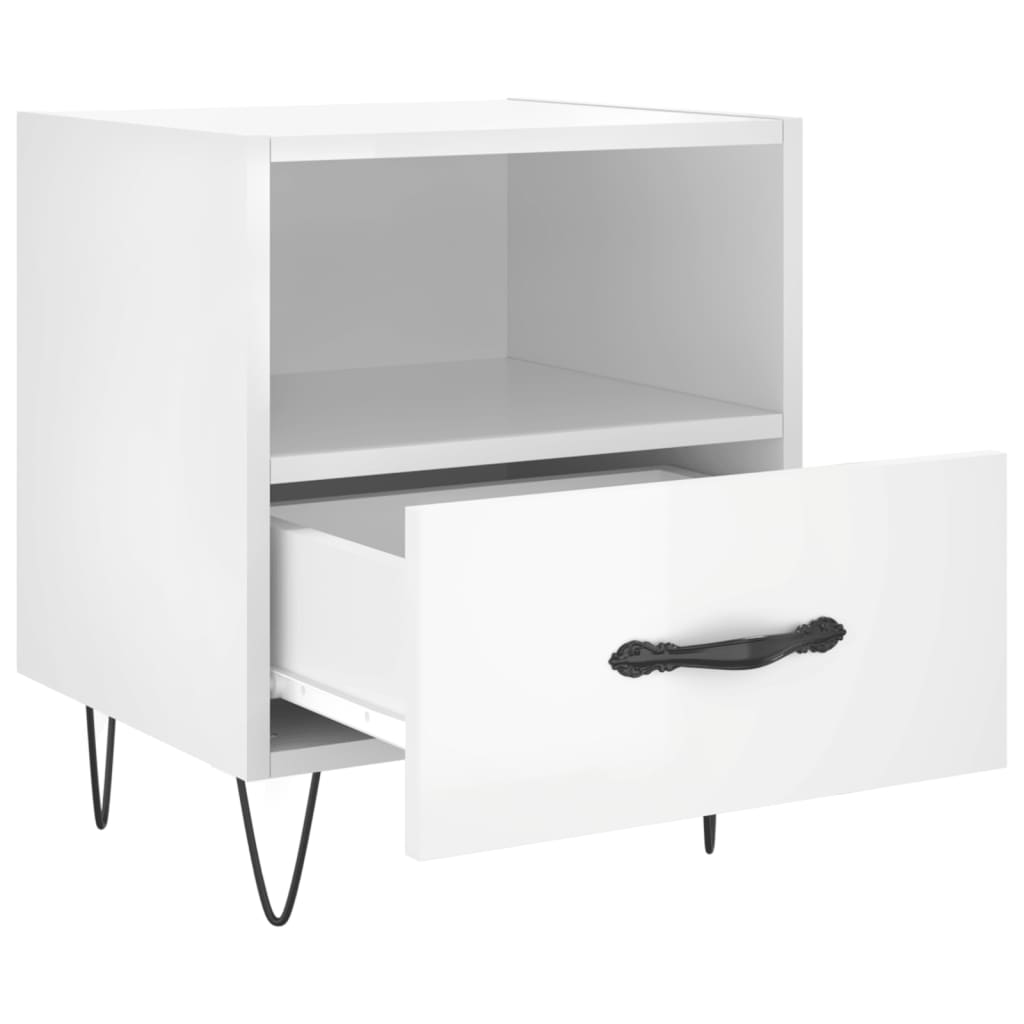 vidaXL Bedside Cabinets 2 pcs High Gloss White 40x35x47.5 cm Engineered Wood 5