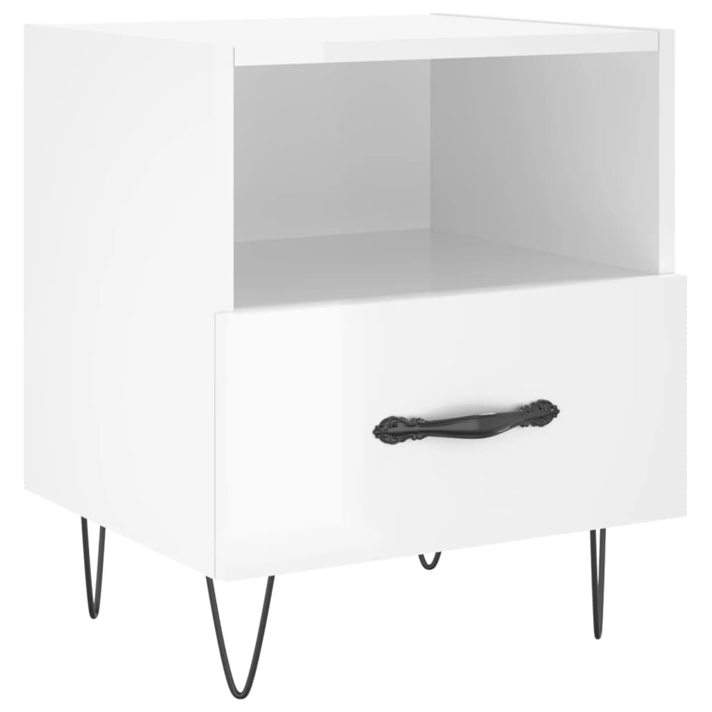 vidaXL Bedside Cabinets 2 pcs High Gloss White 40x35x47.5 cm Engineered Wood 6