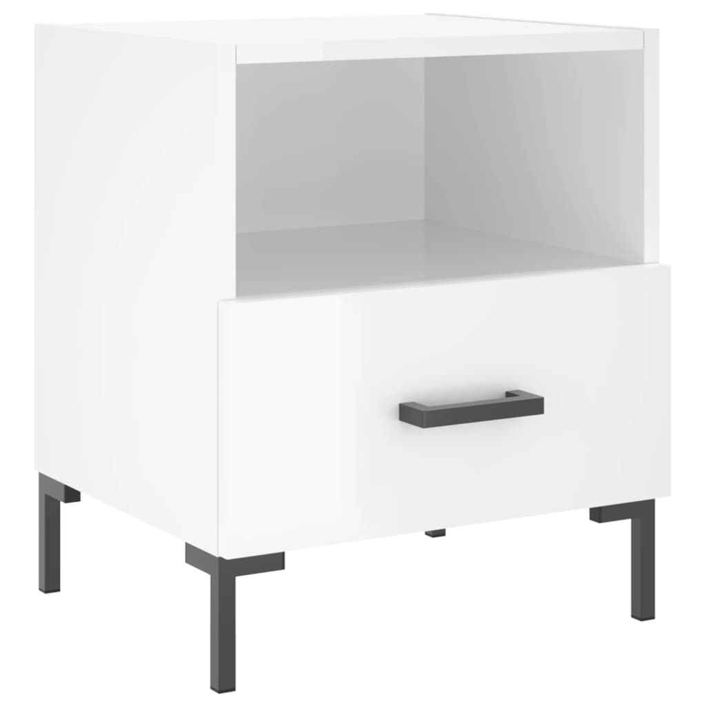 vidaXL Bedside Cabinets 2 pcs High Gloss White 40x35x47.5 cm Engineered Wood 6