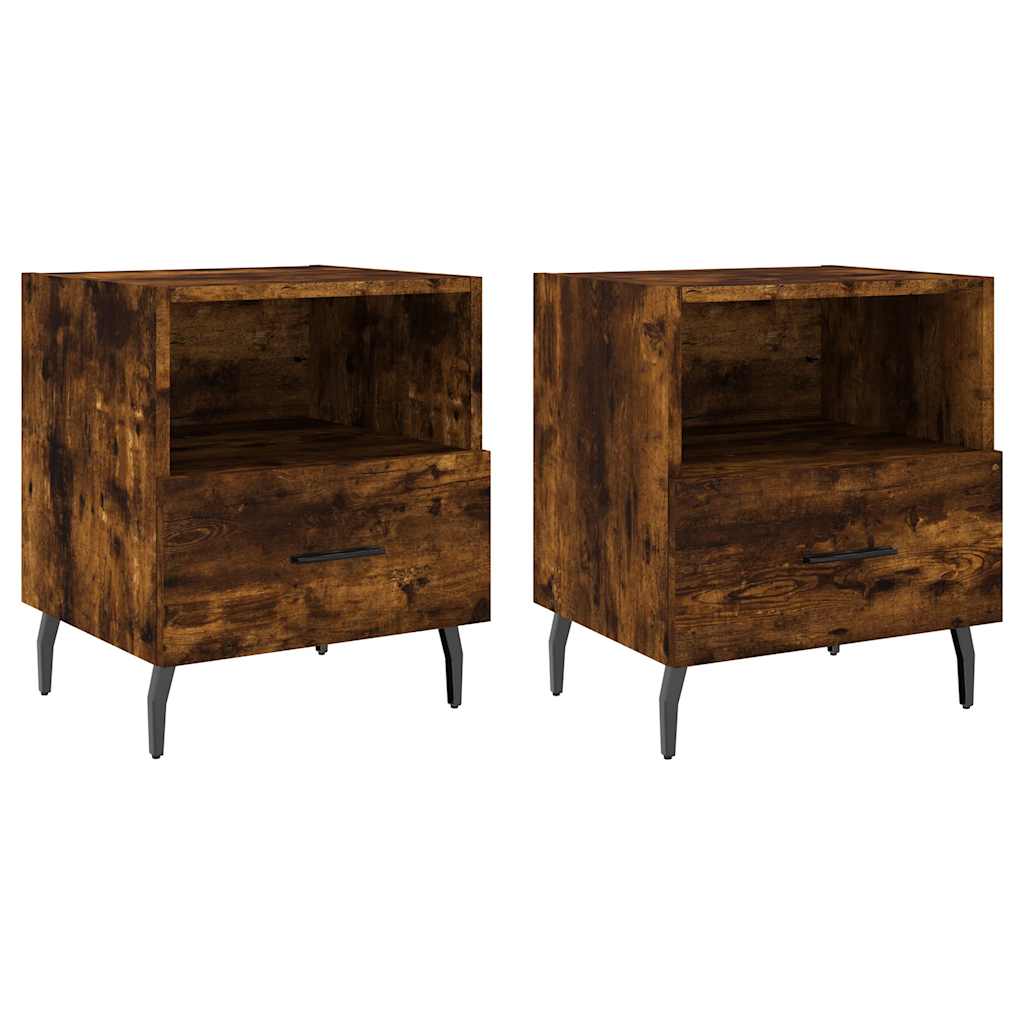 vidaXL Bedside Cabinets 2 pcs Smoked Oak 40x35x47.5 cm Engineered Wood 2