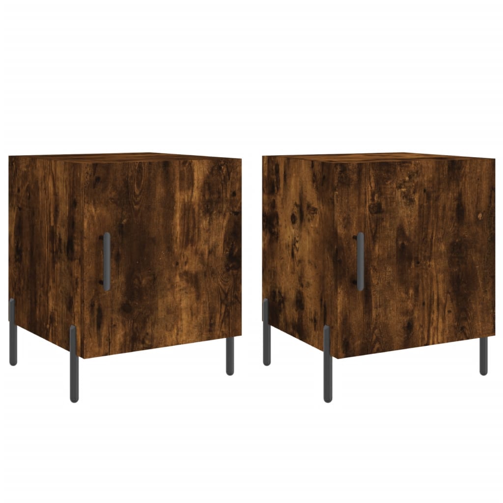 vidaXL Bedside Cabinets 2 pcs Smoked Oak 40x40x50 cm Engineered Wood 2