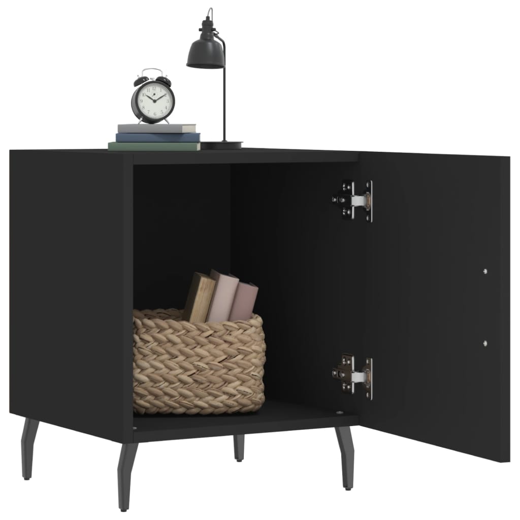 vidaXL Bedside Cabinets 2 pcs Black 40x40x50 cm Engineered Wood 3