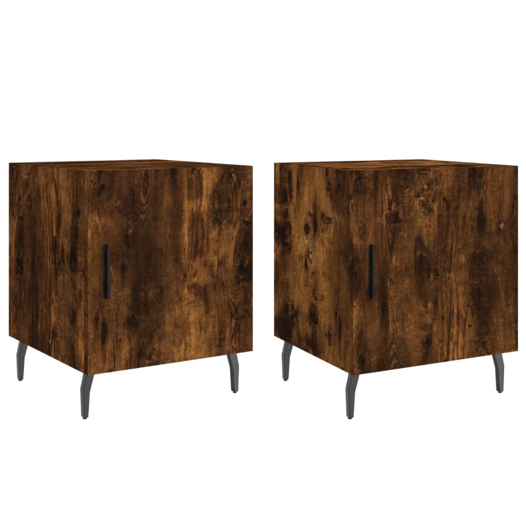 vidaXL Bedside Cabinets 2 pcs Smoked Oak 40x40x50 cm Engineered Wood 2