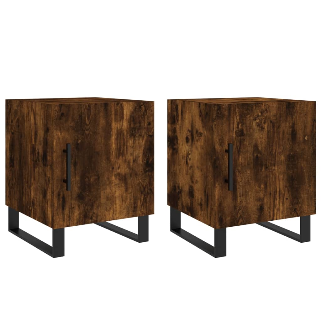 vidaXL Bedside Cabinets 2 pcs Smoked Oak 40x40x50 cm Engineered Wood 2