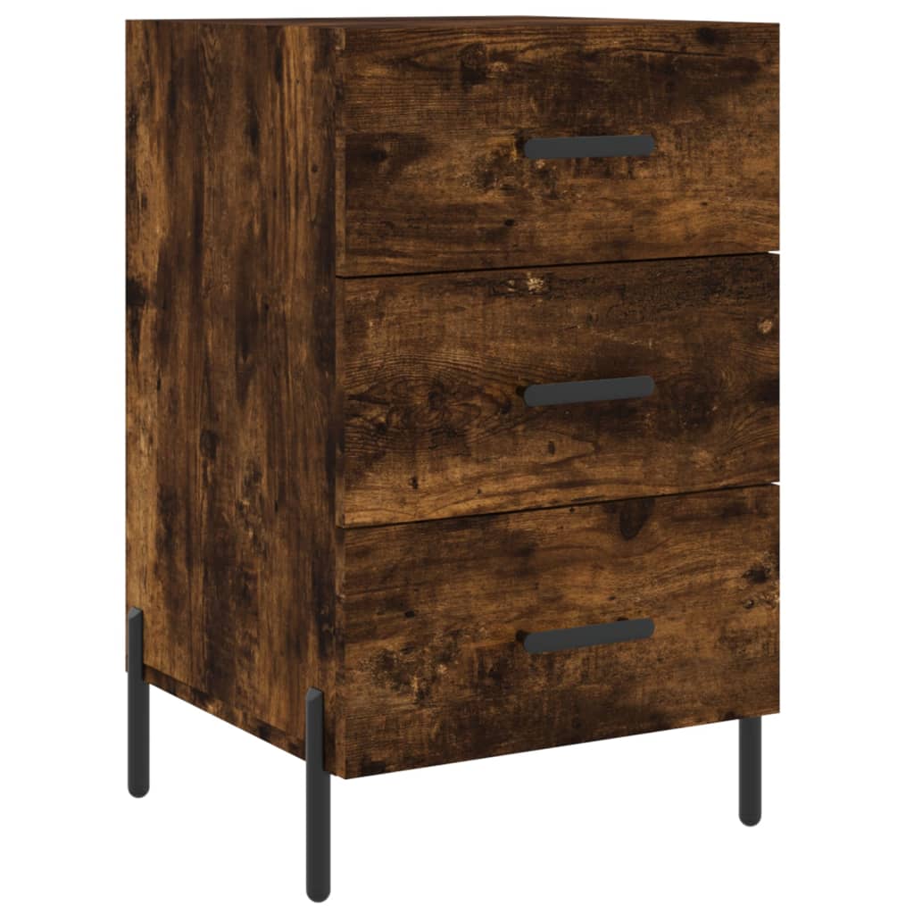 vidaXL Bedside Cabinet Smoked Oak 40x40x66 cm Engineered Wood 2