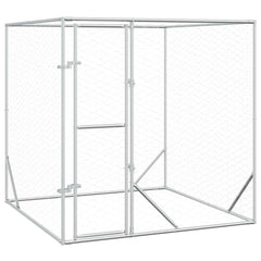 Outdoor Dog Kennel Silver Galvanised Steel 2 m 2 m