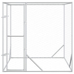 Outdoor Dog Kennel Silver Galvanised Steel 2 m 2 m