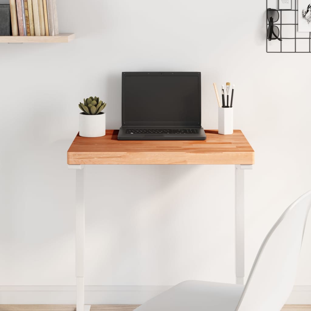 Table Top Rectangular Solid Wood Beech Brown