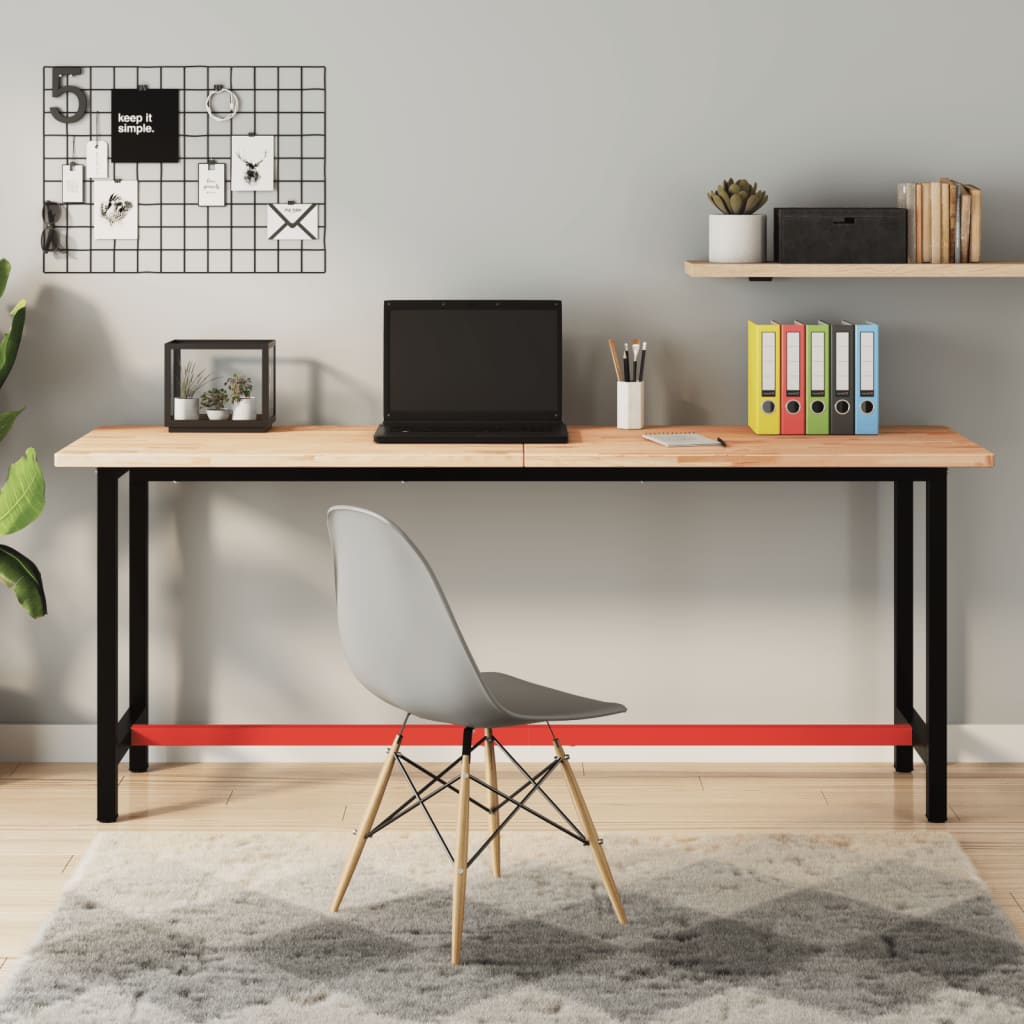 Workbench 80x55x81,5 cm Solid Wood Beech and Metal 180 x 55 x 81.5 cm