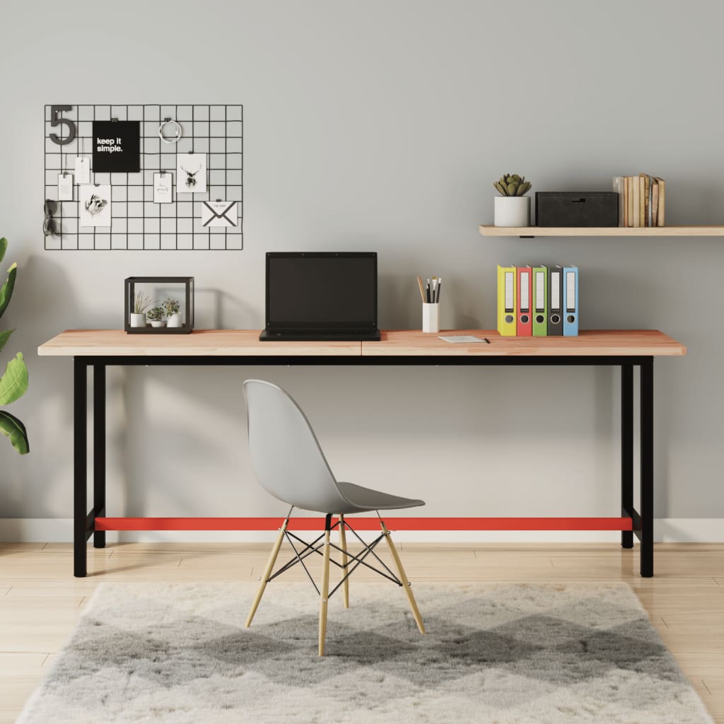Workbench 80x55x81,5 cm Solid Wood Beech and Metal 200 x 55 x 81.5 cm