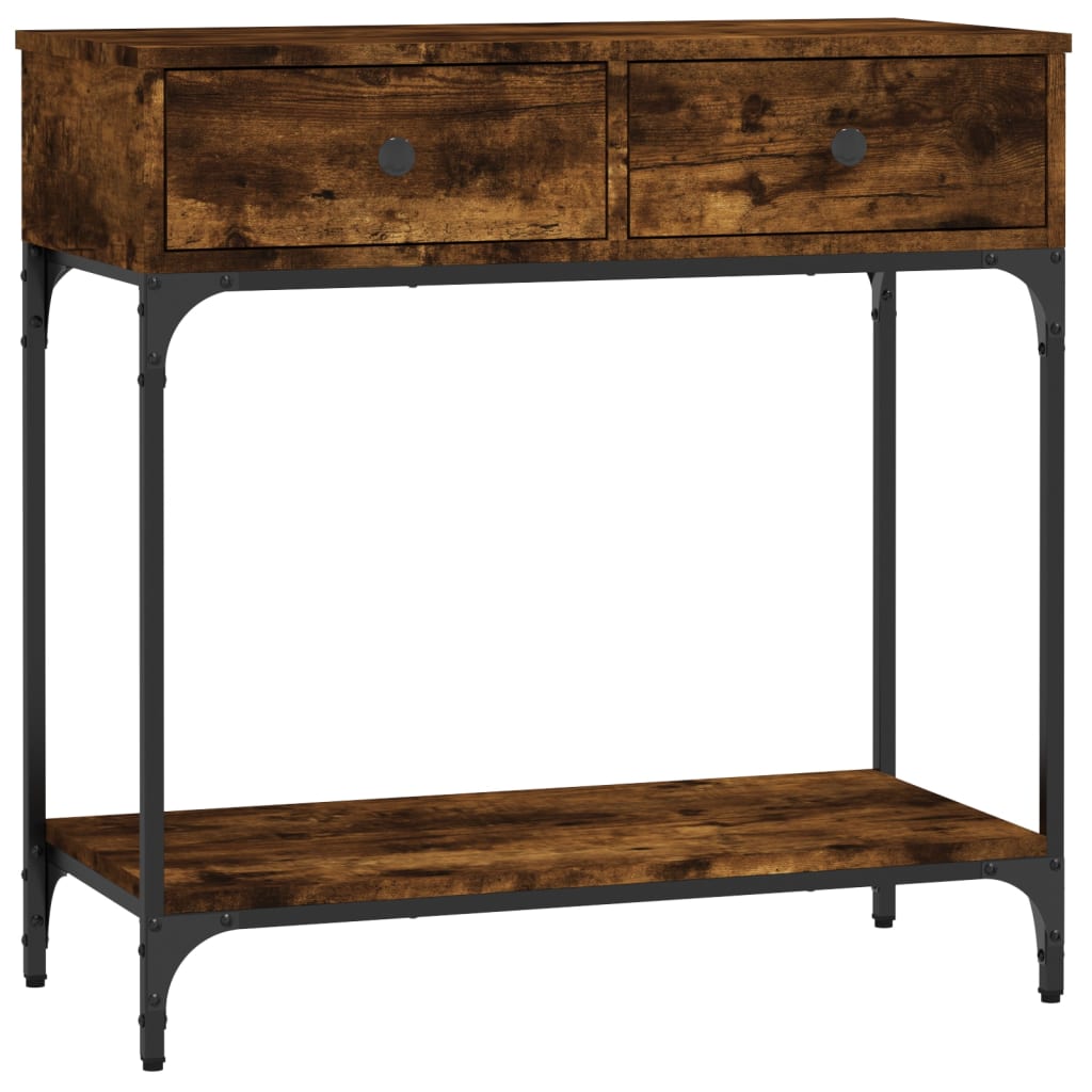 vidaXL Console Table Smoked Oak 75x34,5x75 cm Engineered Wood 2