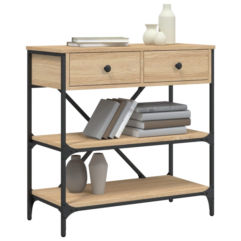 vidaXL Console Table Sonoma Oak 75x34.5x75 cm Engineered Wood 3