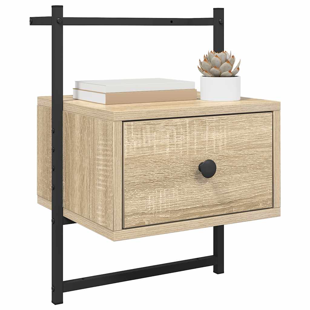 vidaXL Bedside Cabinets Wall-mounted 2 pcs Sonoma Oak 35x30x51 cm Engineered Wood 4