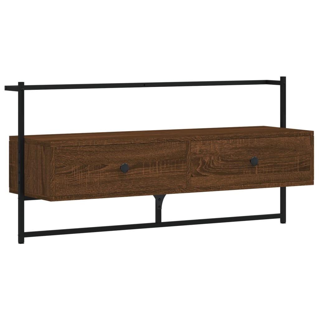 vidaXL TV Cabinet Wall-mounted Brown Oak 100.5x30x51 cm Engineered Wood 2