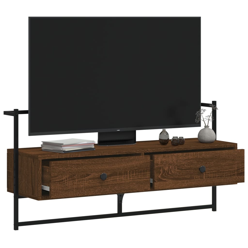 vidaXL TV Cabinet Wall-mounted Brown Oak 100.5x30x51 cm Engineered Wood 3