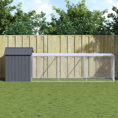 Chicken Cage with Run Galvanised Steel Anthracite 117 x 405 x 123 cm