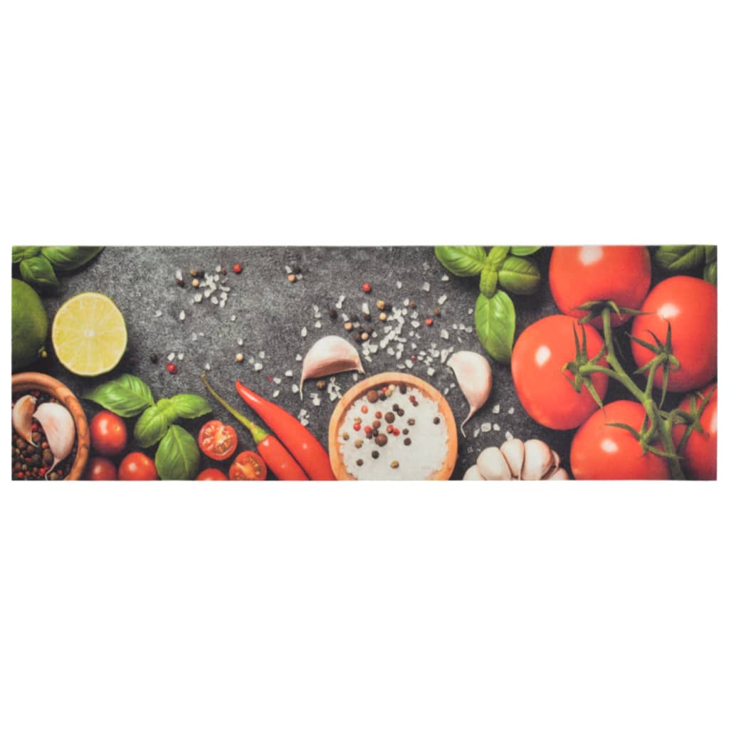 vidaXL Kitchen Rug Washable Vegetables 60x180 cm Velvet 2