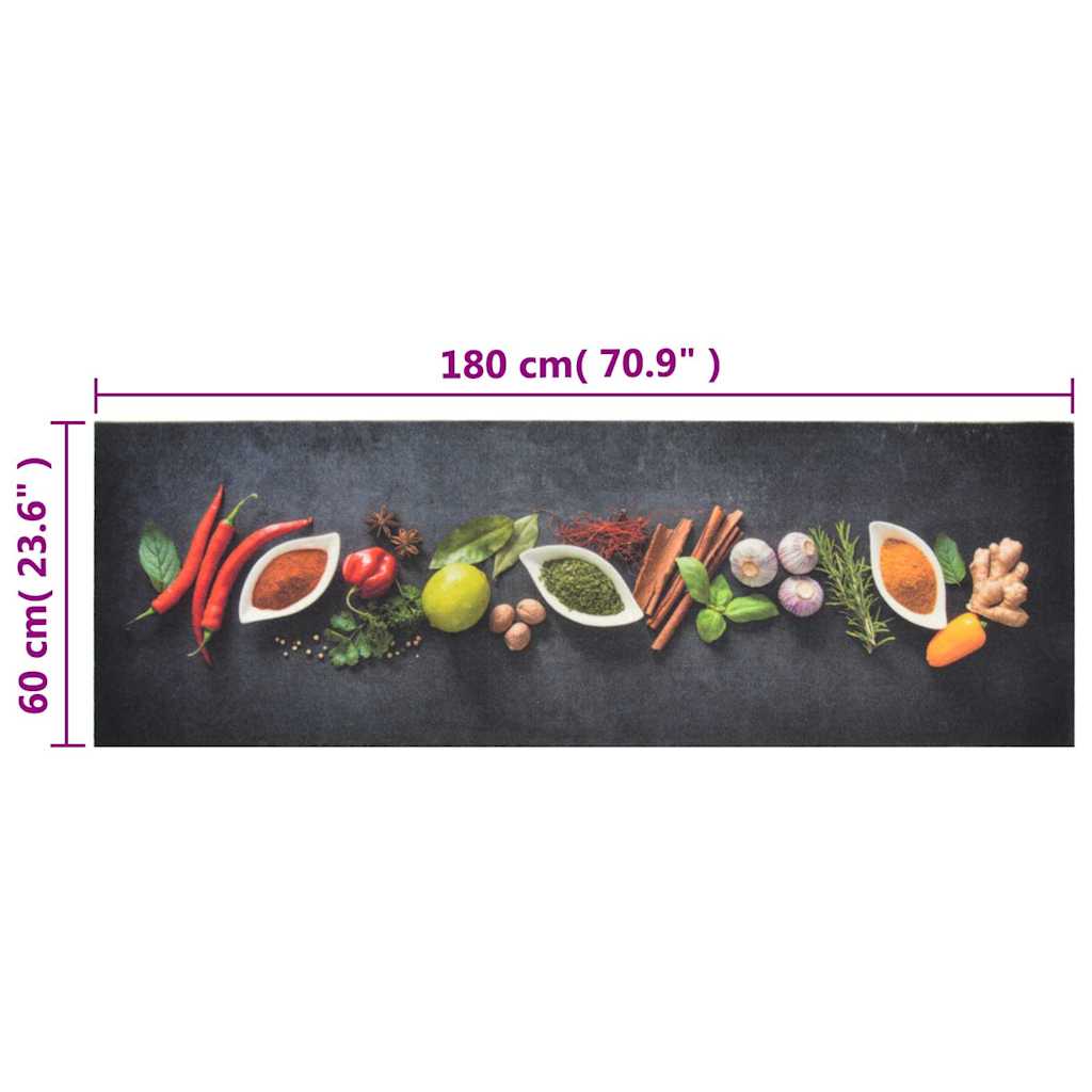 vidaXL Kitchen Rug Washable Spices 60x180 cm Velvet 5