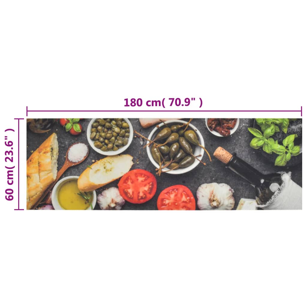 vidaXL Kitchen Rug Washable Wine & Dinner 60x180 cm Velvet 5