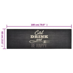 vidaXL Kitchen Rug Washable Kitchen Black 60x180 cm Velvet 5