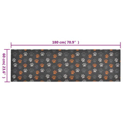 vidaXL Kitchen Rug Washable Paws 60x180 cm Velvet 5