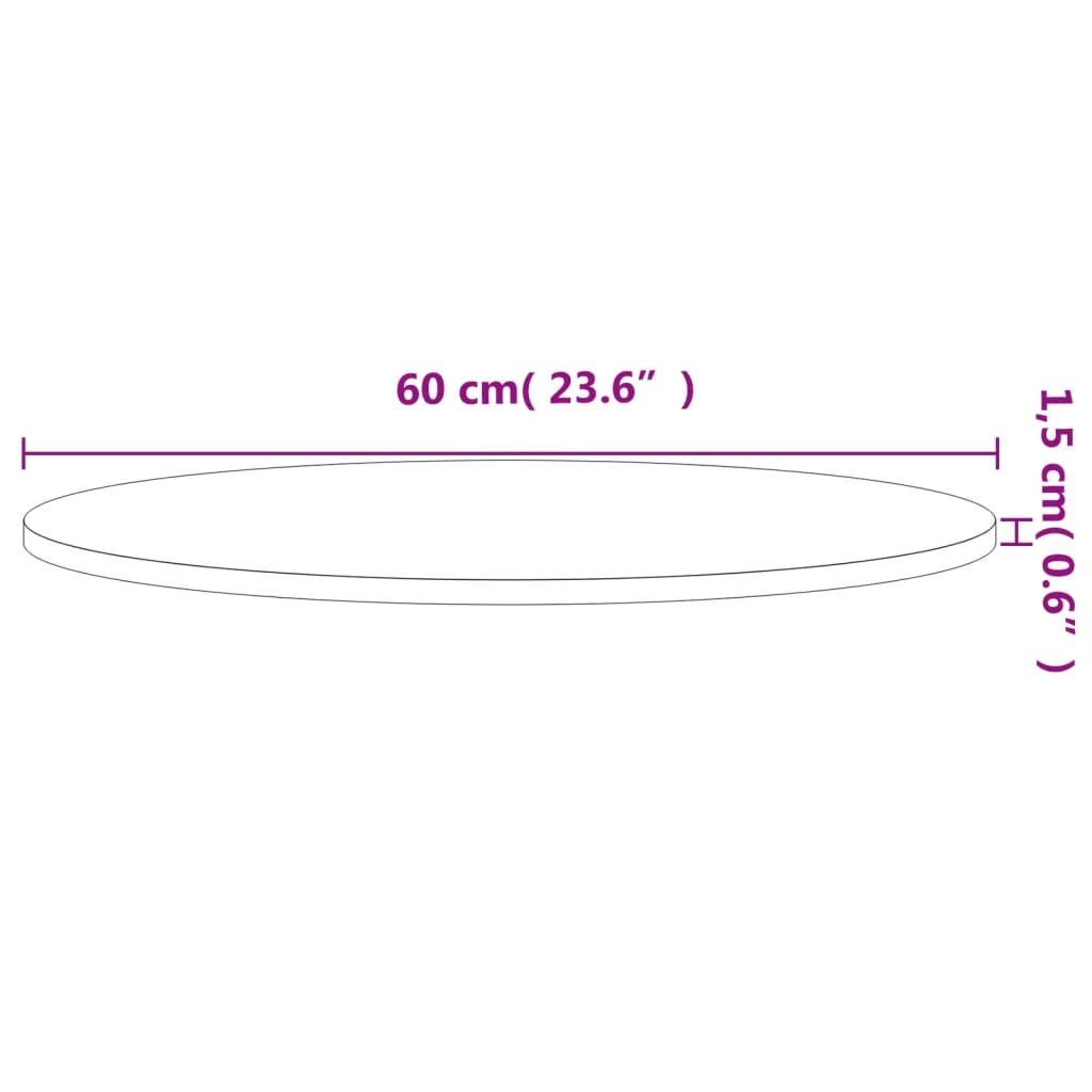 vidaXL Table Top Ø60x1.5 cm Round Solid Wood Beech 4