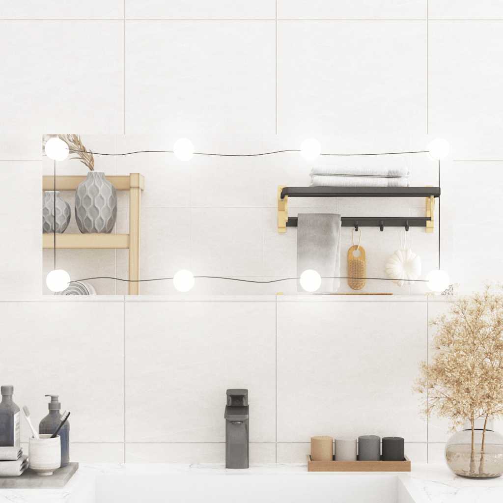 Wall Mirror with LED Lights Glass Rectangle with LEDs 30 x 80 cm