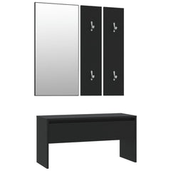 vidaXL Hallway Furniture Set Black Engineered Wood 2