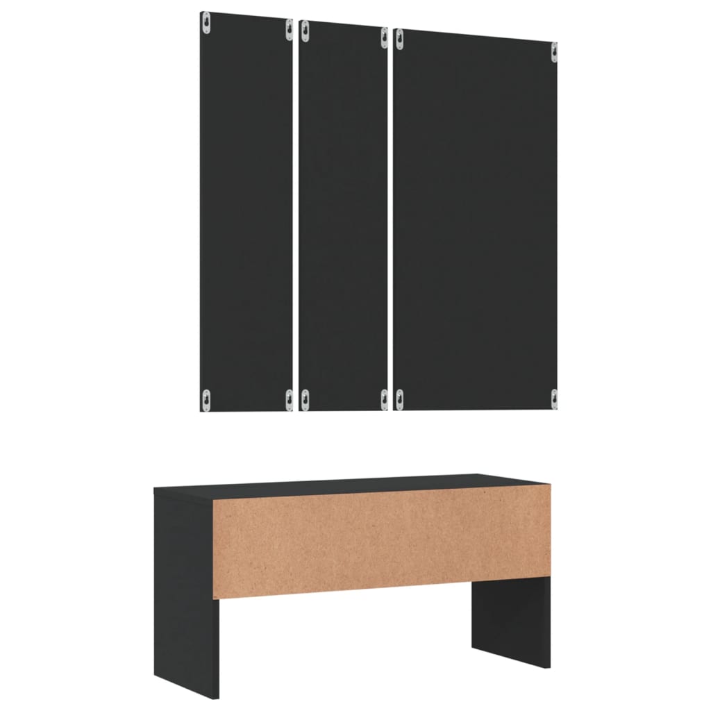 vidaXL Hallway Furniture Set Black Engineered Wood 6