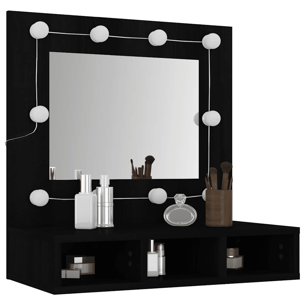 vidaXL Mirror Cabinet with LED Black 60x31.5x62 cm 5