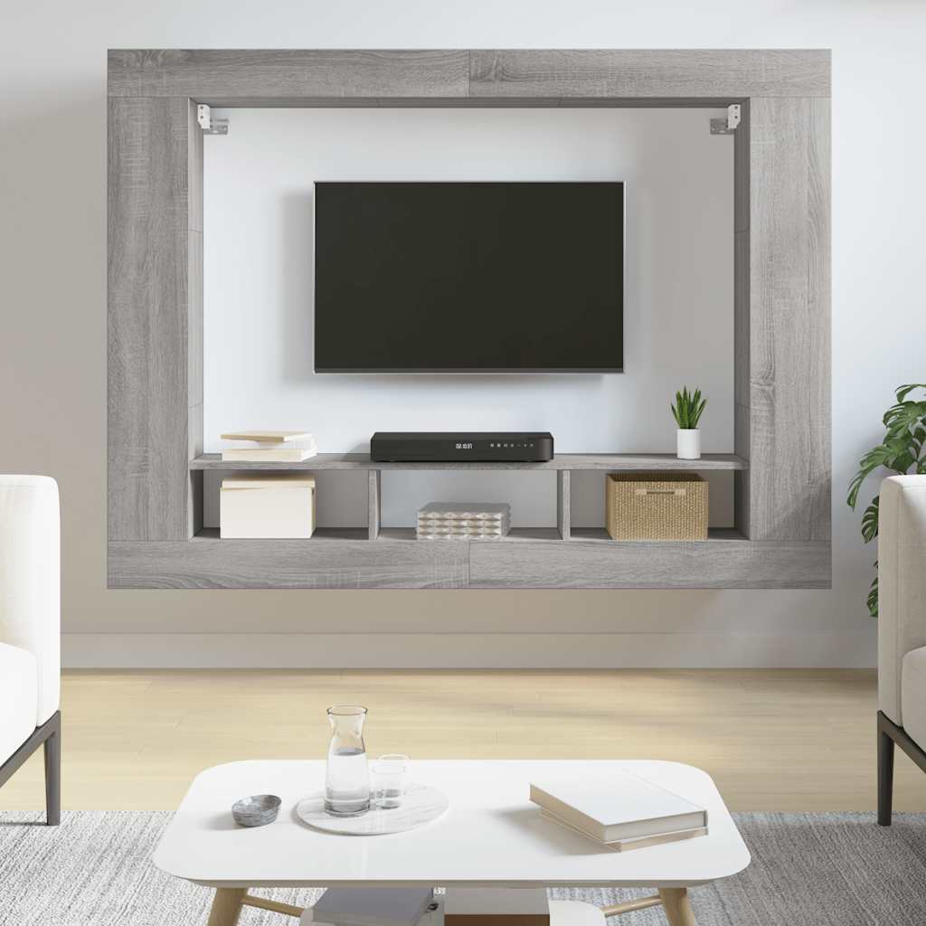 TV Cabinet 152x22x113 cm Engineered Wood Grey sonoma