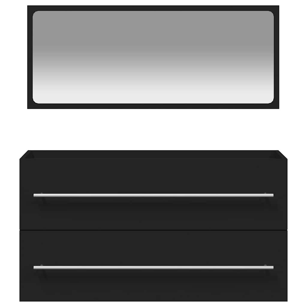 vidaXL Bathroom Cabinet with Mirror Black Engineered Wood 5