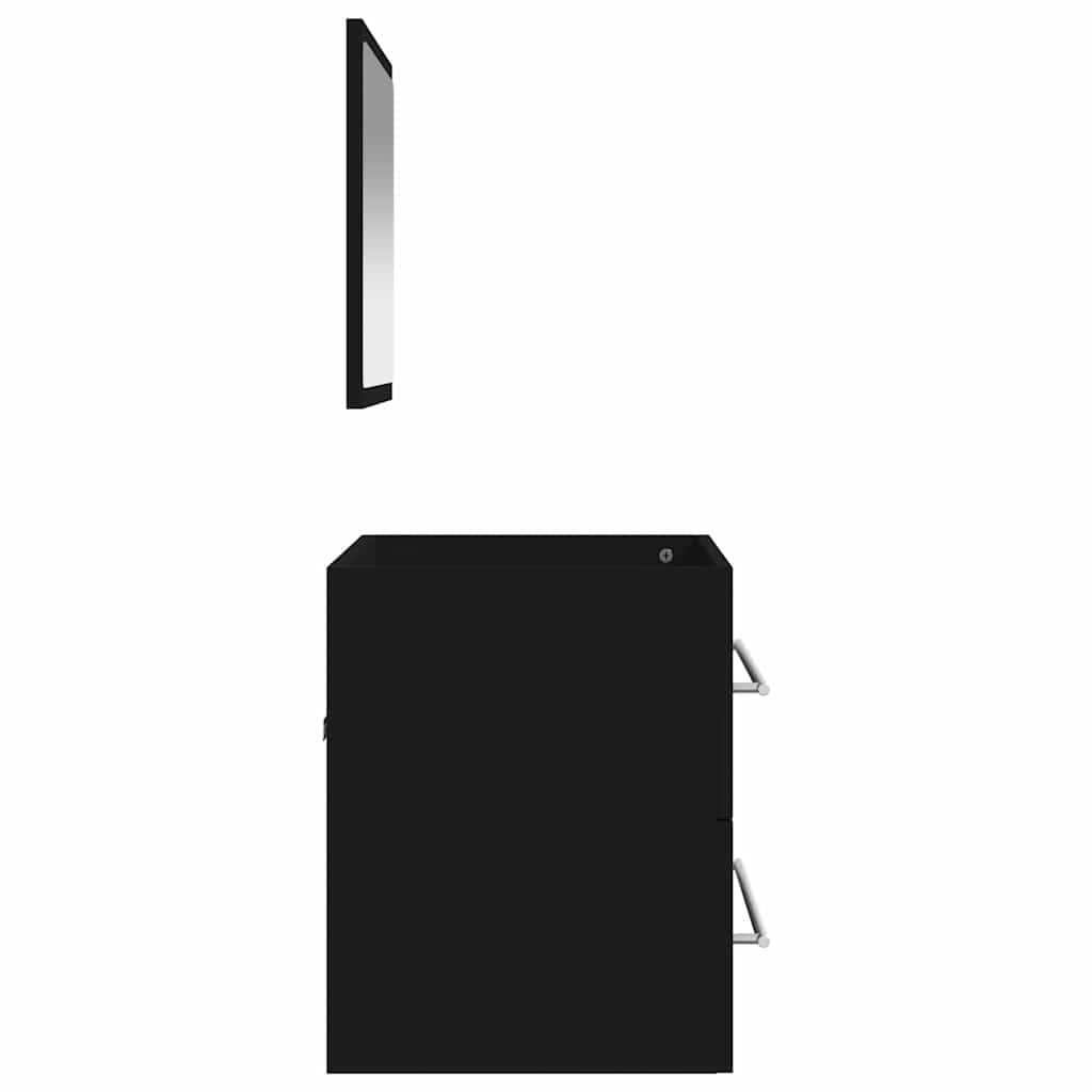 vidaXL Bathroom Cabinet with Mirror Black Engineered Wood 6