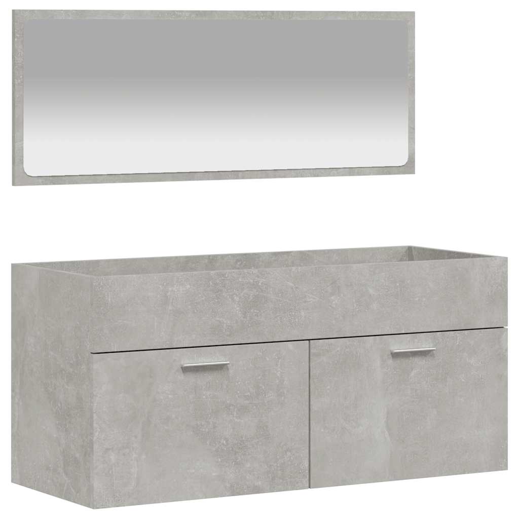 Bathroom Cabinet with Mirror Engineered Wood Concrete grey